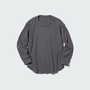 Uniqlo Women’s Waffle Crew Neck Long-Sleeve T-Shirt - Grey/Gray, Size Small